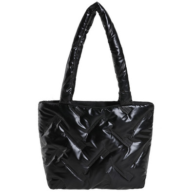 Μόδα τσάντες ώμου για γυναίκες Τσάντες τσάντες μεγάλης χωρητικότητας βαμβακερές καπιτονέ μονόχρωμες τσάντες ρόμβος τσάντες