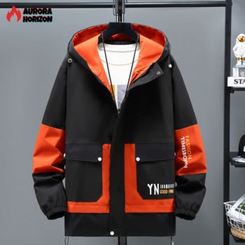 AuroraHorizon Μάρκα Μπουφάν Ανδρικό Plus Size Windbreaker Τάση Άνοιξη Φθινόπωρο Εργαλεία Χρώμα Ταίριασμα Παλτό Plus Size Top 10XL 9XL 8XL