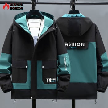 AuroraHorizon Μάρκα Μπουφάν Ανδρικό Plus Size Windbreaker Τάση Άνοιξη Φθινόπωρο Εργαλεία Χρώμα Ταίριασμα Παλτό Plus Size Top 10XL 9XL 8XL