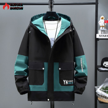 AuroraHorizon Μάρκα Μπουφάν Ανδρικό Plus Size Windbreaker Τάση Άνοιξη Φθινόπωρο Εργαλεία Χρώμα Ταίριασμα Παλτό Plus Size Top 10XL 9XL 8XL