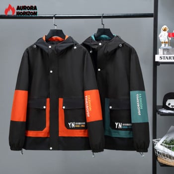 AuroraHorizon Μάρκα Μπουφάν Ανδρικό Plus Size Windbreaker Τάση Άνοιξη Φθινόπωρο Εργαλεία Χρώμα Ταίριασμα Παλτό Plus Size Top 10XL 9XL 8XL