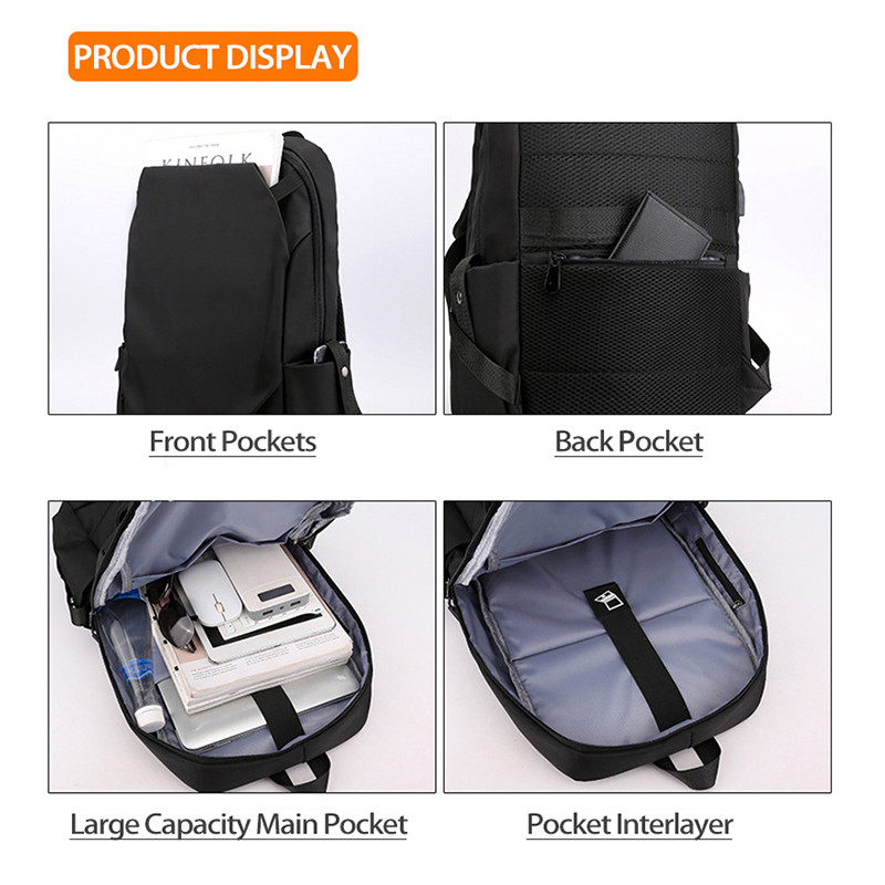 Backpack Leisure Laptop Τσάντα υπολογιστή 14 ιντσών Θύρα φόρτισης USB Ανδρική ελαφριά αδιάβροχη τσάντα ταξιδιωτικού βιβλίου Student Commuter Boo