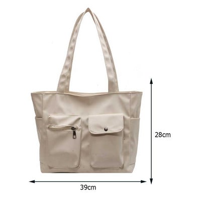 Naiste lõuend käekotid, mitme taskuga reisikott, suur mahutav vabaajamood, ühevärviline, lihtne kaasaskantav nädalavahetuse puhkuseks