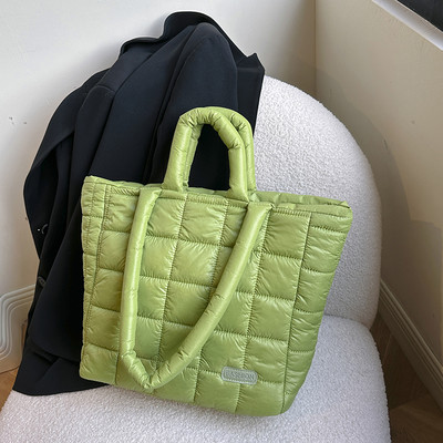 Ženska velika pufer torba Prošivena torba s gornjom ručkom Jesen Zima Mekana pamučno podstavljena ručna torba Torba za kupnju 2023.