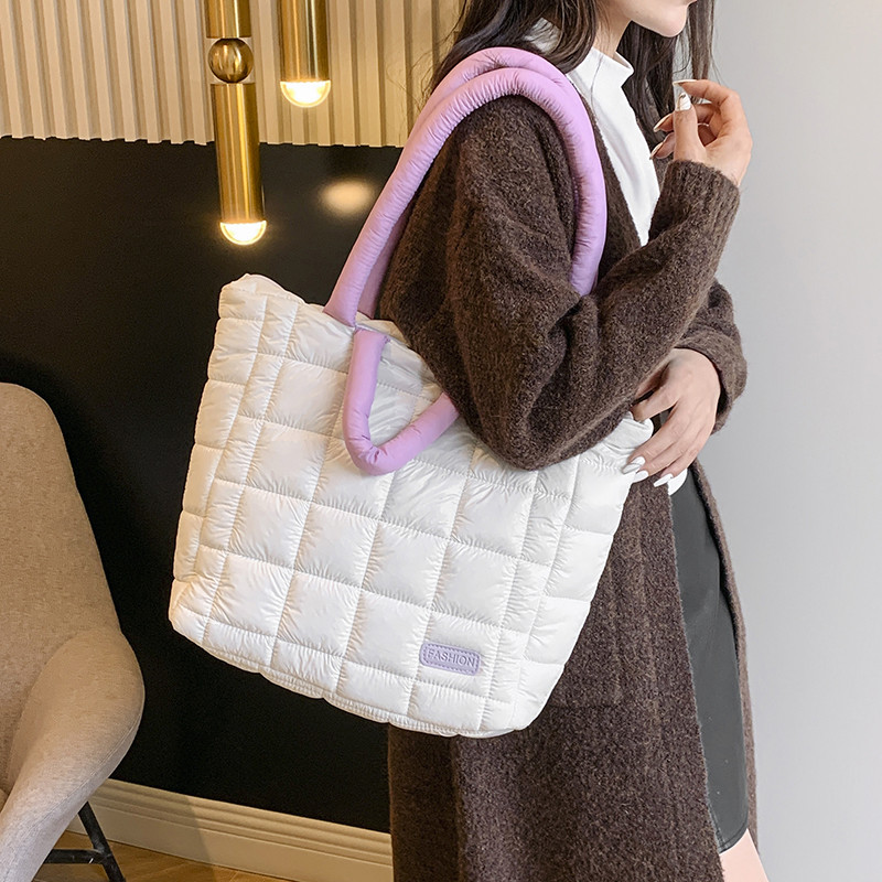 Ženska velika pufer torba Prošivena torba s gornjom ručkom Jesen Zima Mekana pamučno podstavljena ručna torba Torba za kupnju 2023.