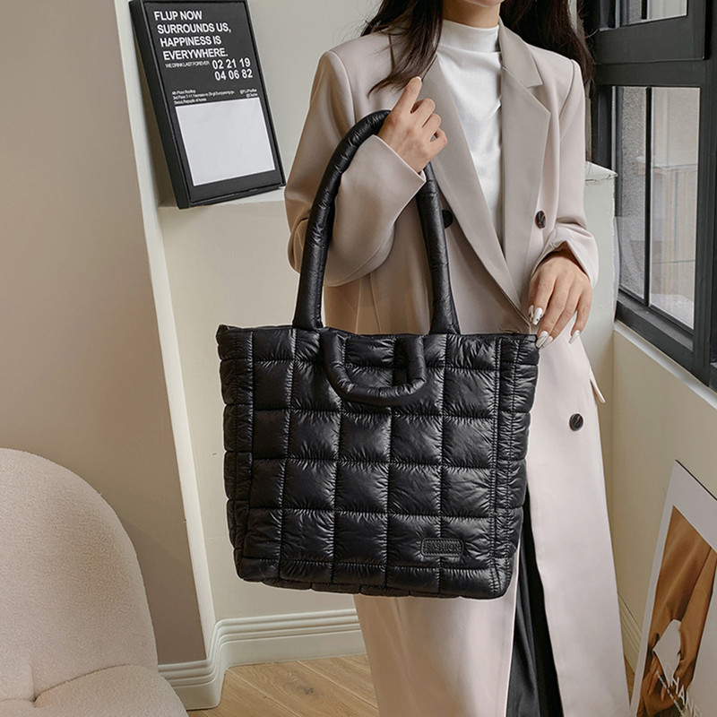 Ženska velika pufer torba Prošivena torba s gornjom ručkom Jesen Zima Mekana pamučno podstavljena ručna torba Torba za kupnju 2023.
