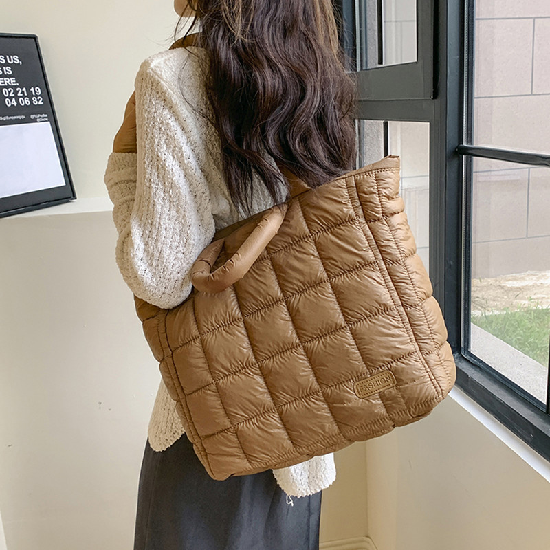 Ženska velika pufer torba Prošivena torba s gornjom ručkom Jesen Zima Mekana pamučno podstavljena ručna torba Torba za kupnju 2023.