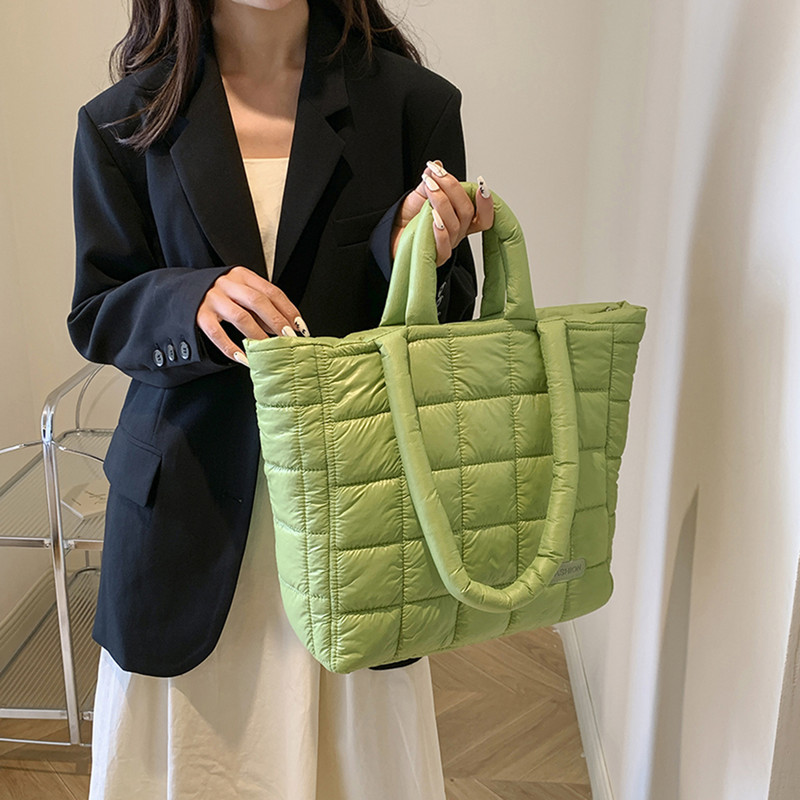Ženska velika pufer torba Prošivena torba s gornjom ručkom Jesen Zima Mekana pamučno podstavljena ručna torba Torba za kupnju 2023.