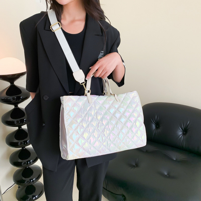 Dámska malá taška Totes, zimná bavlnená polstrovaná nafúknutá taška s hornou rukoväťou, veľká kapacita, módna prešívaná kabelka s vyšívacou niťou