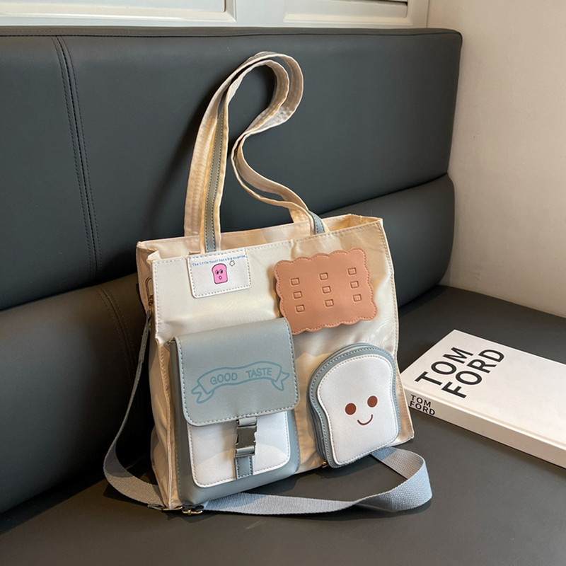 Geantă de umăr Kawaii pentru femei Geantă ghiozdan versatilă cu fermoar Geantă mare ocazională Geantă de călătorie pentru fete la modă