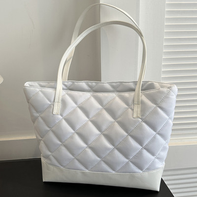 Γυναικεία τσάντα ώμου με γέμιση με καπιτονέ, μεγάλη χωρητικότητα, μοτίβο διαμαντιών, κορεατική τσάντα για μαλακό μαξιλάρι, τσάντα αγοράς, χειμερινή