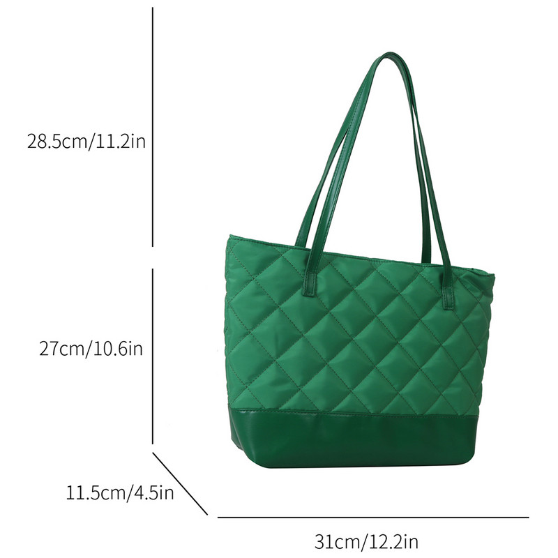 Γυναικεία τσάντα ώμου με γέμιση με καπιτονέ, μεγάλη χωρητικότητα, μοτίβο διαμαντιών, κορεατική τσάντα για μαλακό μαξιλάρι, τσάντα αγοράς, χειμερινή