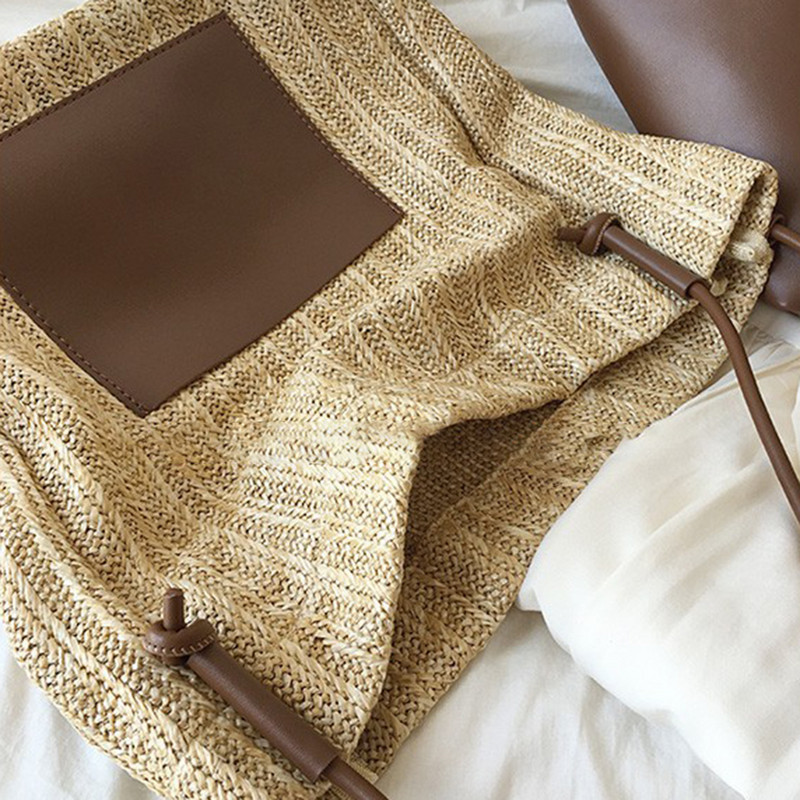 Καλοκαιρινές γυναικείες τσάντες ώμου ψάθινες τσάντες μεγάλης χωρητικότητας Ψάθινη τσάντα Rattan Raffia Boho Woven Τσάντα Casual Handbag Clutch Bohemian