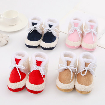 Размер 5 Бебешки обувки Модни плоски топли памучни ботуши Сладки меки подметки Бебешки памучни буйки за малко дете
