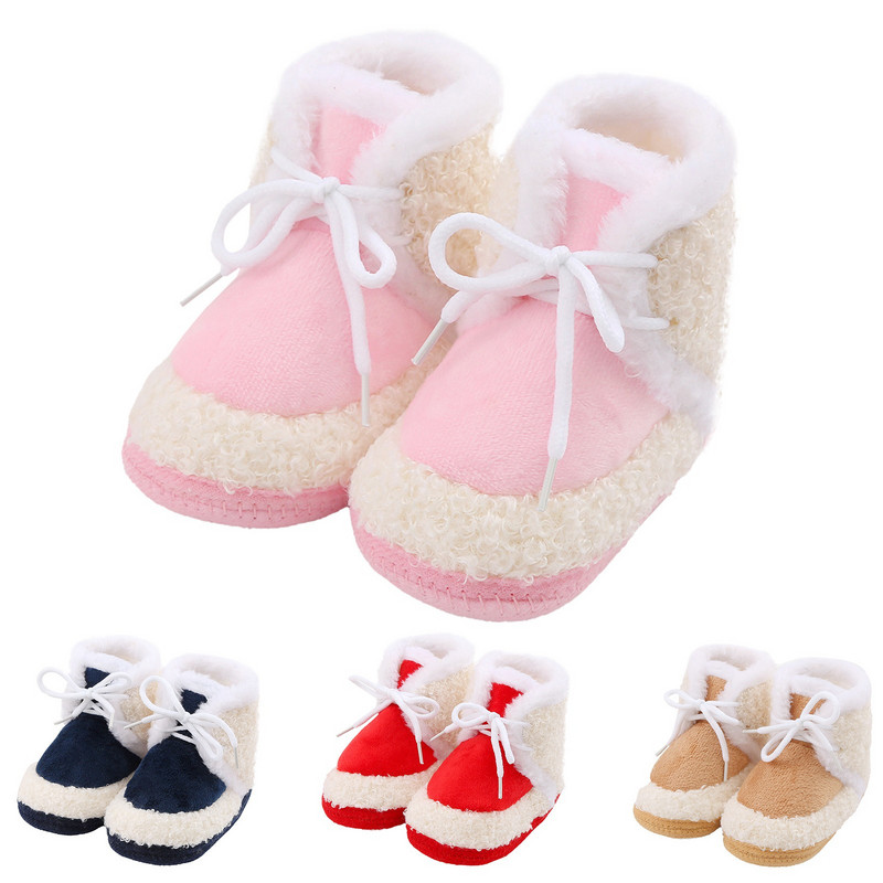 Mărimea 5 Pantofi pentru bebeluși Cizme plate și calde din bumbac Cizme drăguțe din bumbac cu talpă moale pentru bebeluși