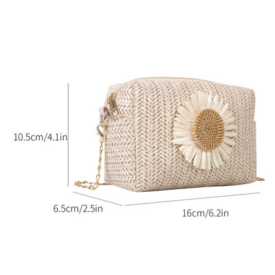 Geantă de umăr țesătă din paie vintage pentru femei, ocazional din dantelă, cu panglică, genți de mână din răchită, geantă boho din paie pentru vara, mâner de plajă, genți bej