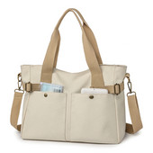 Ženska platnena velika torba Jednobojna dizajnerska ženska torba za ležernu upotrebu Torba na rame Pamučna ekološka torba za višekratnu upotrebu