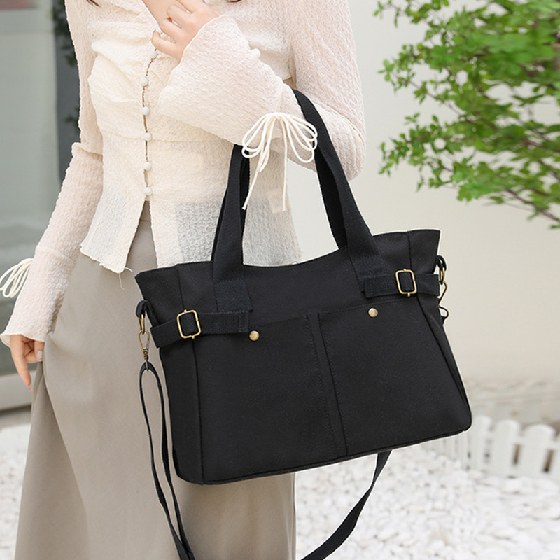 Ženska platnena velika torba Jednobojna dizajnerska ženska torba za ležernu upotrebu Torba na rame Pamučna ekološka torba za višekratnu upotrebu