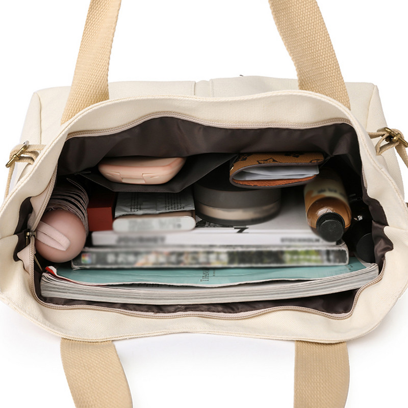 Ženska platnena velika torba Jednobojna dizajnerska ženska torba za ležernu upotrebu Torba na rame Pamučna ekološka torba za višekratnu upotrebu