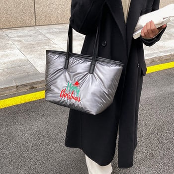 Нова дамска чанта Puffer Tote Bag Дамска ватирана пухкава чанта Лека чанта за през рамо с памучна подплата с пухена подплата Дамска чанта през рамо