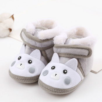 Χαριτωμένα κινούμενα σχέδια για μωρά για νήπια βαμβακερά μποτάκια ανοιχτής όψης Βρεφικά παπούτσια Μοντέρνα Flat Ζεστά Plus Fleece