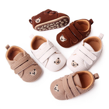 Бебешки момичета Момчета Велурени обувки Мека подметка против хлъзгане Обувки с анимационни мечки Обувки за прохождане за първи път