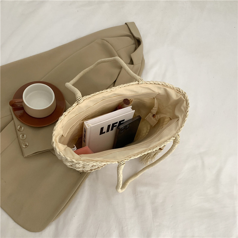 Genți de vară din paie pentru femei Tote Genți de umăr din paie Geanta cu mâner superior țesute din ratan Coș din rafie Geantă de plajă din croșetat Geantă de mână casual