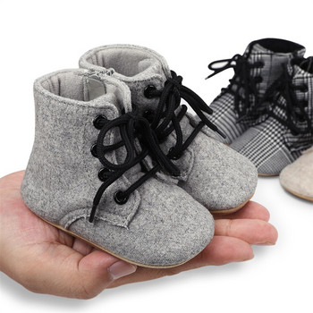 Ежедневни обувки за новородено бебе Плътен цвят/Хаундзъб Маратонки за момчета и момичета Мека подметка Нехлъзгащи се обувки за малки деца Първи проходилки