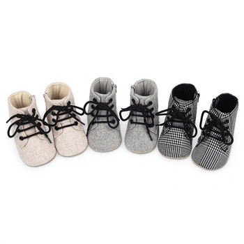 Ежедневни обувки за новородено бебе Плътен цвят/Хаундзъб Маратонки за момчета и момичета Мека подметка Нехлъзгащи се обувки за малки деца Първи проходилки