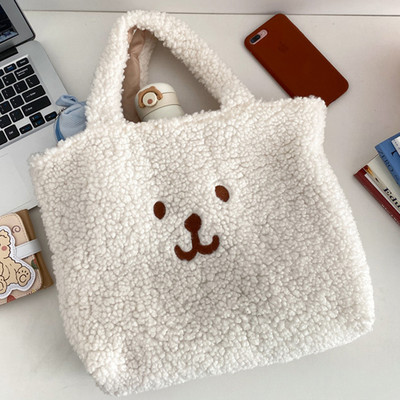 Γυναικείες τσάντες μάλλινες αρνίσιες τσάντες υψηλής χωρητικότητας Χειμερινού φθινοπώρου μαλακές ώμους Ψώνια Ταξιδιωτικές πολυλειτουργικές casual φορητές τσάντες