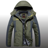 Χειμερινό χοντρό φλις πάρκα ανδρών Ζεστό αδιάβροχο χιόνι για πεζοπορία παλτό με κουκούλα αντιανεμικό μπουφάν με πολλές τσέπες Plus μέγεθος 9XL