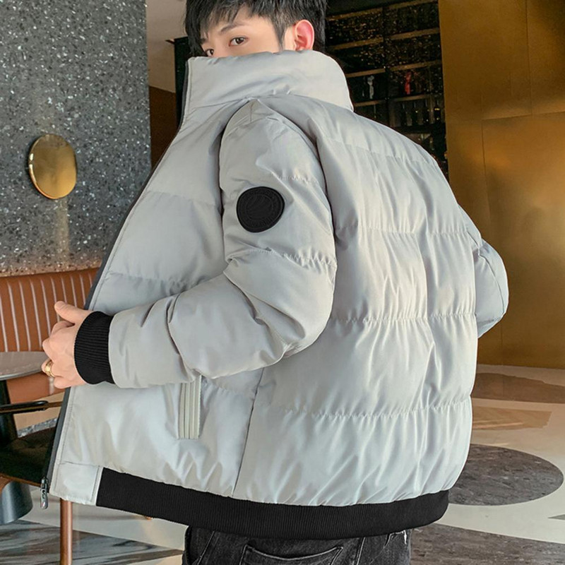 Pánska prešívaná bunda so stojacím golierom, ležérna streetwear bavlnená podšívka, pánsky hrubý teplý kabát, ľahký pánsky streetwear, pánske oblečenie