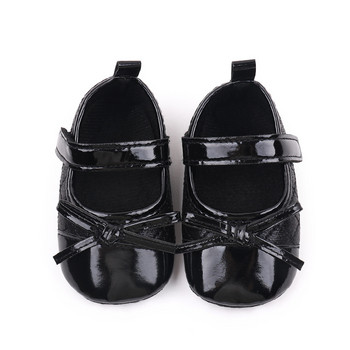 Ολοκαίνουργια παπούτσια βρεφικής κούνιας για κοριτσάκια Χαριτωμένα φιόγκοι Παπούτσια για νεογέννητα Παιδικά παπούτσια Γυαλιστερή μαλακή λαστιχένια σόλα Mary Jane Flats Βρεφικά είδη
