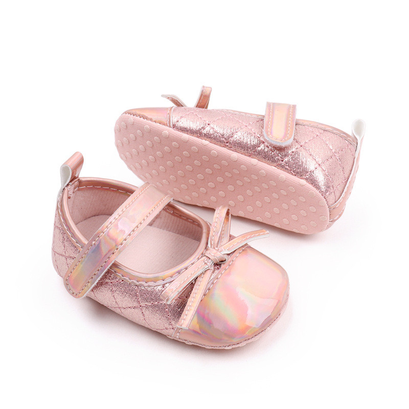 Ολοκαίνουργια παπούτσια βρεφικής κούνιας για κοριτσάκια Χαριτωμένα φιόγκοι Παπούτσια για νεογέννητα Παιδικά παπούτσια Γυαλιστερή μαλακή λαστιχένια σόλα Mary Jane Flats Βρεφικά είδη