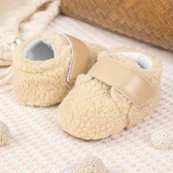 KIDSUN Топли бебешки обувки за момичета, момчета, обувки за първи път на прохождане, топли обувки с мека подметка, плюшени предходни обувки 0-18 месеца