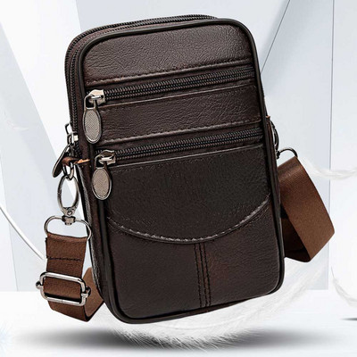 Multifunktsionaalsed meeste sõnumikotid ehtsast nahast veisenahast mobiiltelefoni rihmapakk Moodsad kaasaskantavad mitmetaskud välisspordiks