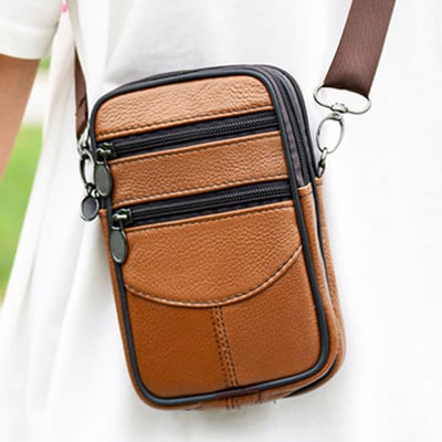 Multifunktsionaalsed meeste sõnumikotid ehtsast nahast veisenahast mobiiltelefoni rihmapakk Moodsad kaasaskantavad mitmetaskud välisspordiks