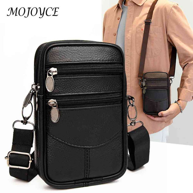 Multifunktsionaalsed meeste sõnumikotid ehtsast nahast veisenahast mobiiltelefoni rihmapakk Moodsad kaasaskantavad mitmetaskud välisspordiks