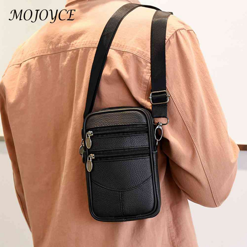 Multifunktsionaalsed meeste sõnumikotid ehtsast nahast veisenahast mobiiltelefoni rihmapakk Moodsad kaasaskantavad mitmetaskud välisspordiks