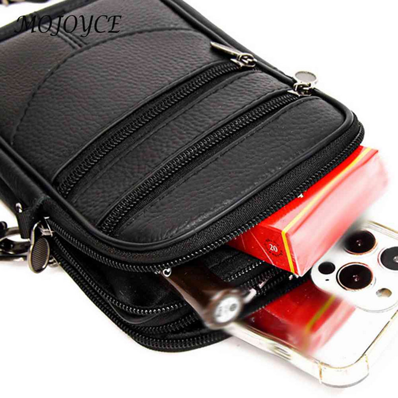 Multifunktsionaalsed meeste sõnumikotid ehtsast nahast veisenahast mobiiltelefoni rihmapakk Moodsad kaasaskantavad mitmetaskud välisspordiks