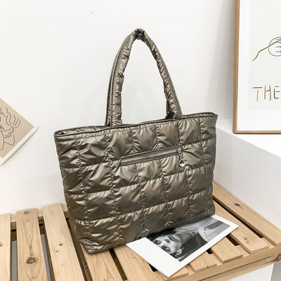 Fashion Space Pad Βαμβακερή τσάντα ώμου για γυναίκες Χειμερινή τσάντα χιαστί από νάιλον γυναικεία τσάντα με επένδυση