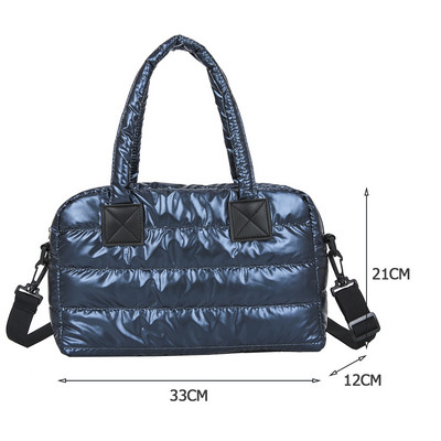 Fashion Space Pad Βαμβακερή τσάντα ώμου για γυναίκες Χειμερινή τσάντα χιαστί από νάιλον γυναικεία τσάντα με επένδυση