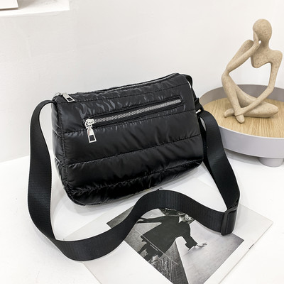 Fashion Space Pad Βαμβακερή τσάντα ώμου για γυναίκες Χειμερινή τσάντα χιαστί από νάιλον γυναικεία τσάντα με επένδυση