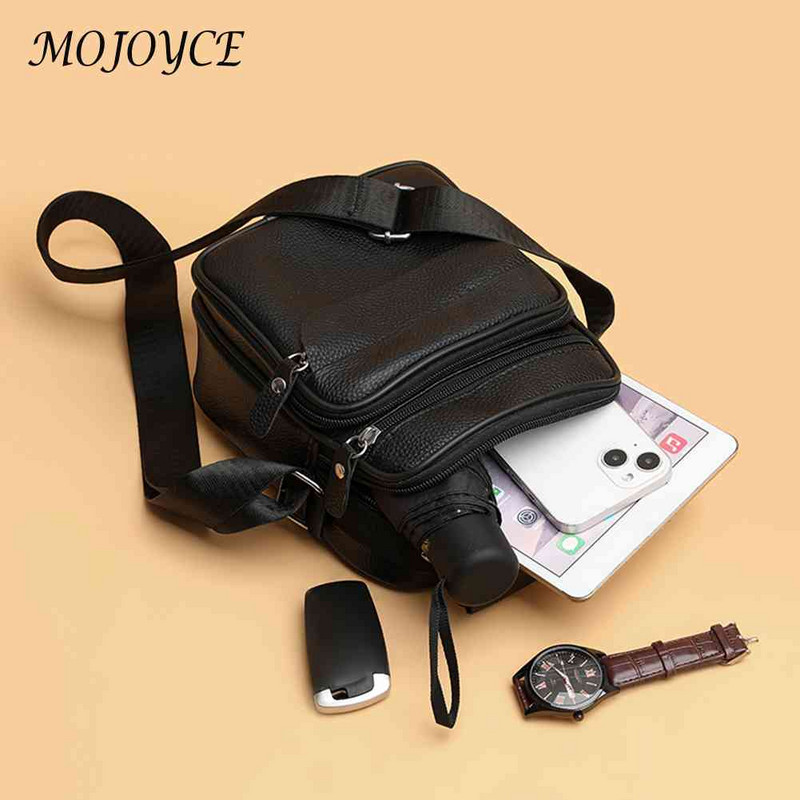 Geantă vintage pentru telefon mobil, ocazional, geantă pentru navetă, din piele naturală, cu mai multe buzunare, portabilă, simplă, impermeabilă.