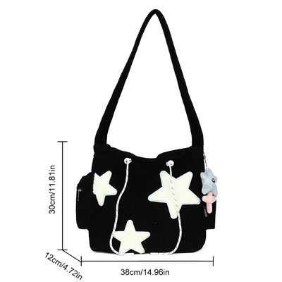 Γυναικεία μοτίβο αστεριών Κοτλέ τσάντα χιαστί Casual Tote Lady απλή τσάντα ώμου μεγάλης χωρητικότητας Σχολική τσάντα ταξιδιού για κορίτσια Τσάντα χειρός