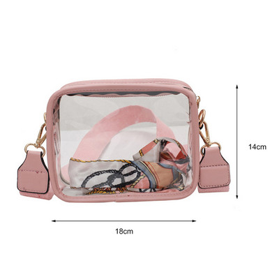 Clear Crossbody Purse Bag Stadium Εγκεκριμένο από PVC Διαφανείς τσάντες Messenger Ρυθμιζόμενο λουράκι για συναυλίες Φεστιβάλ Αθλητικό τσαντάκι