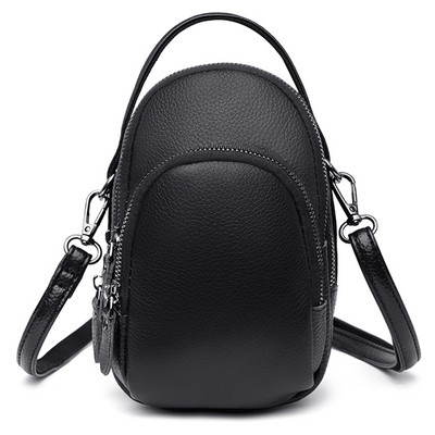 Κομψή τσάντα Messenger Δερμάτινη τσάντα χιαστί ώμου από δέρμα αγελάδας Μίνι τσάντα χιαστί ώμου με μικρό φερμουάρ Πορτοφόλι με πολλές τσέπες για το δρόμο