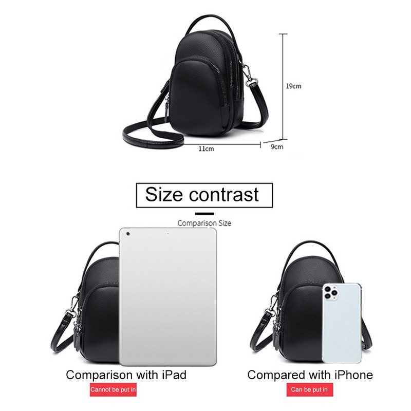 Κομψή τσάντα Messenger Δερμάτινη τσάντα χιαστί ώμου από δέρμα αγελάδας Μίνι τσάντα χιαστί ώμου με μικρό φερμουάρ Πορτοφόλι με πολλές τσέπες για το δρόμο