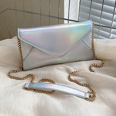 Γυναικεία βραδινή τσάντα Μεταλλική δερμάτινη αλυσίδα φακέλου Clutch πορτοφόλια Κομψή έξοχη casual χιαστί τσάντα Fashion Dinner Bag