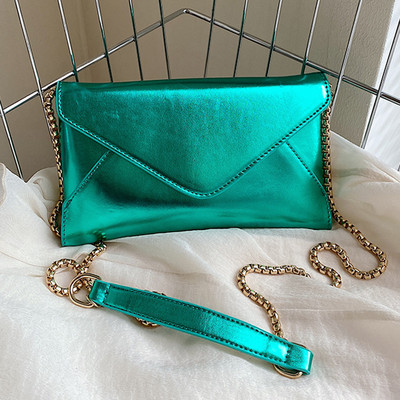 Γυναικεία βραδινή τσάντα Μεταλλική δερμάτινη αλυσίδα φακέλου Clutch πορτοφόλια Κομψή έξοχη casual χιαστί τσάντα Fashion Dinner Bag